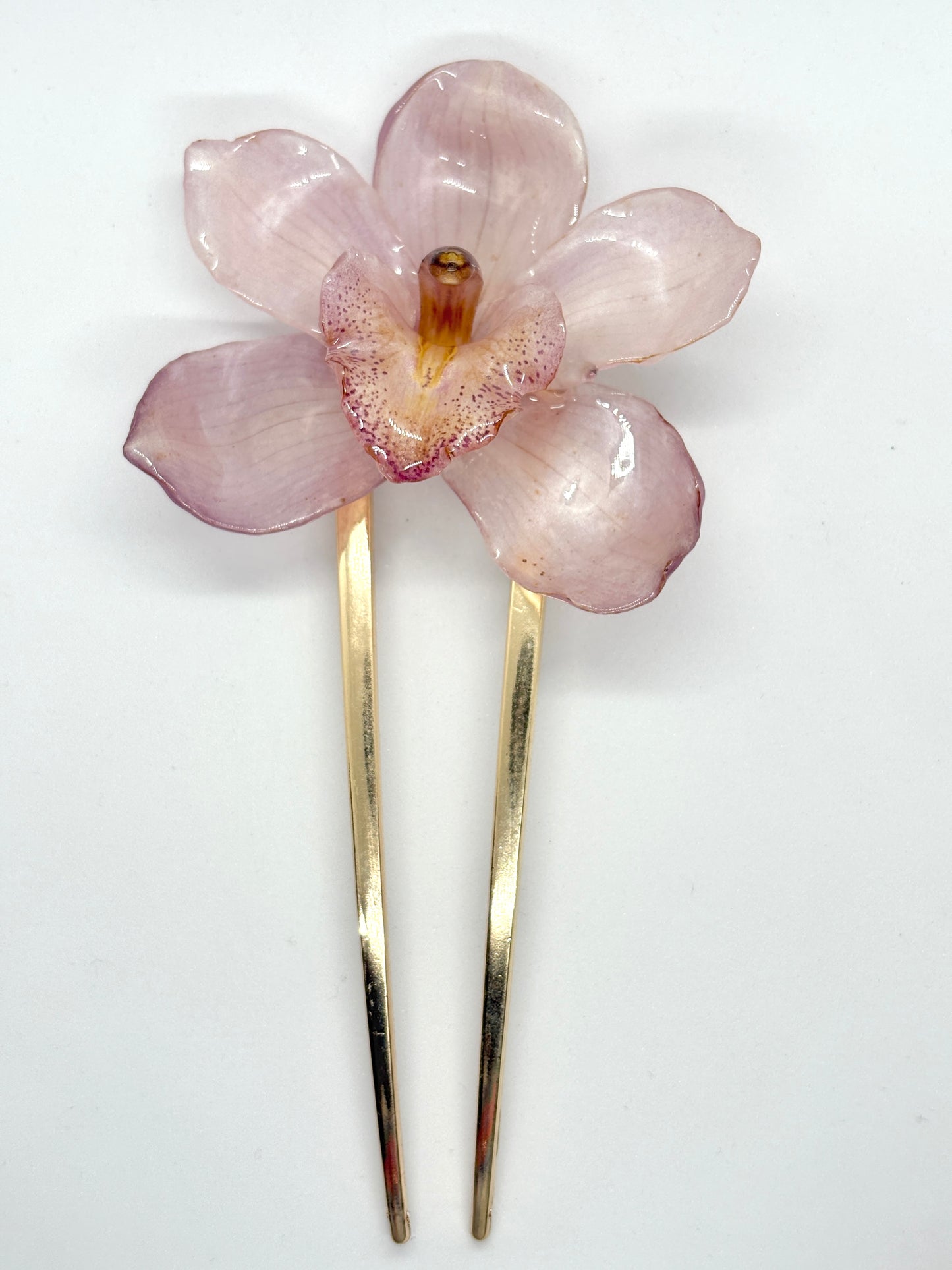 Pink cymbidium hair pin