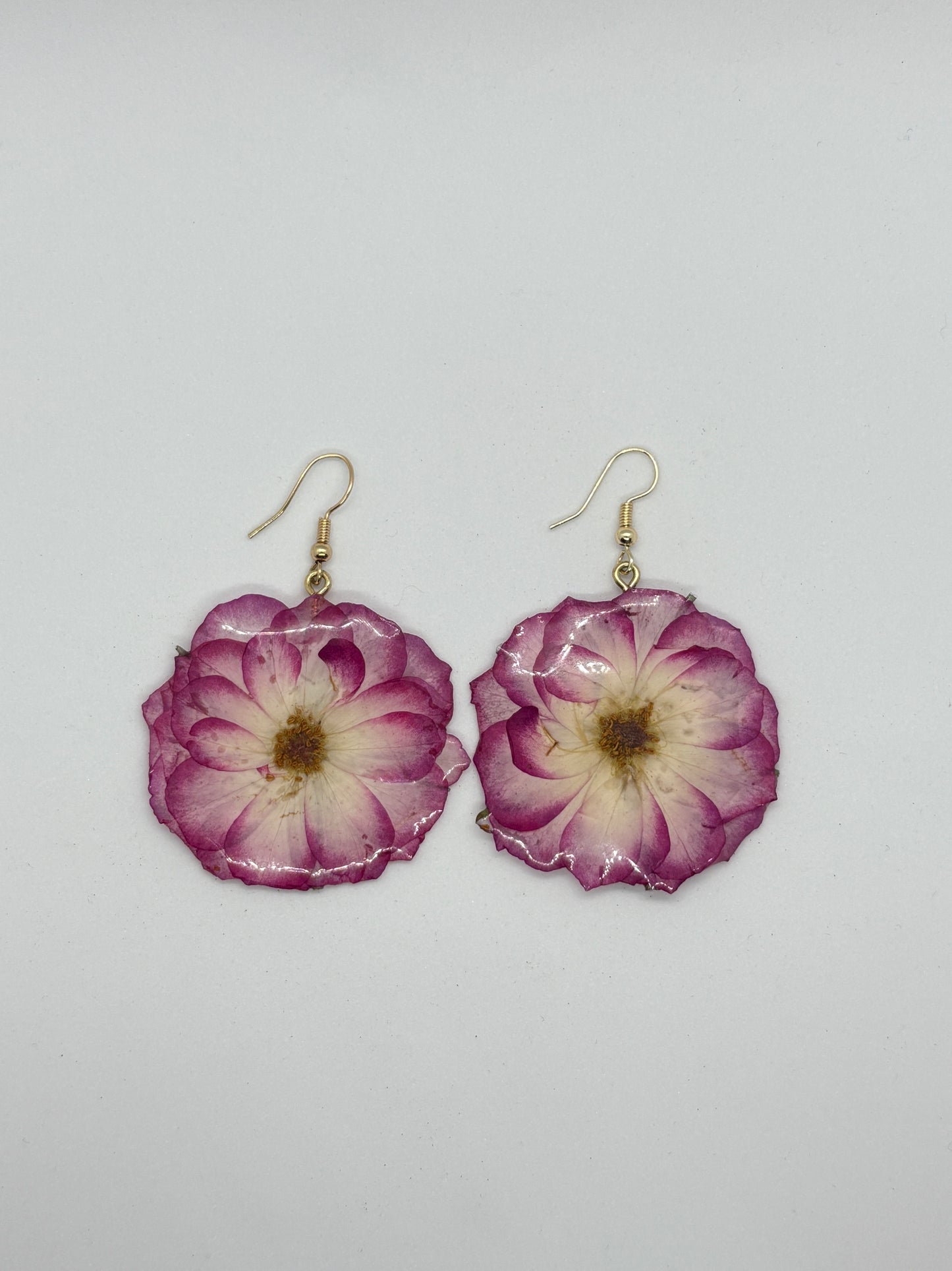 Pressed rose earrings