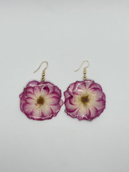 Pressed rose earrings