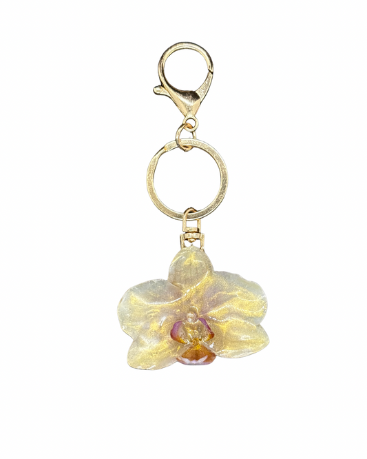 Golden Phaly orchid key chain