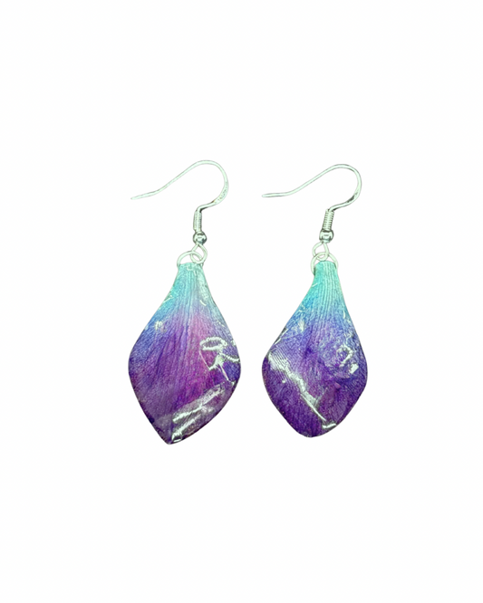 Single orchid petal earrings