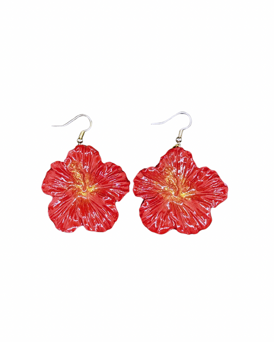 Hibiscus clay earring